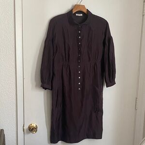 GENERRA Dark Plum Quarter Sleeve Very lightweight Silk Dress